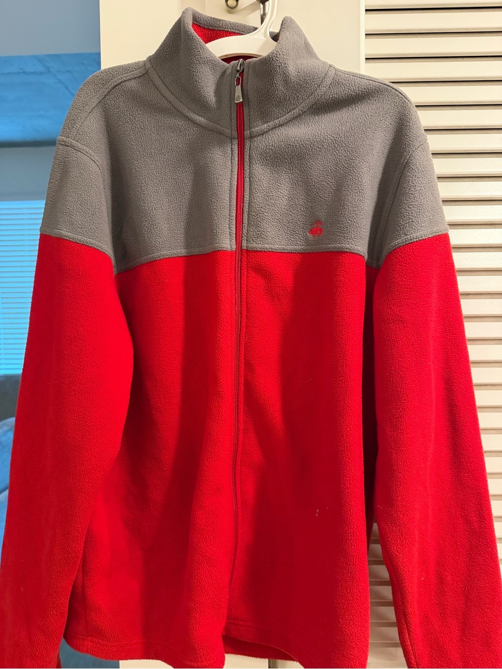 Brooks Brothers Red and Gray Colorblock Fleece Jacket - Full Zip